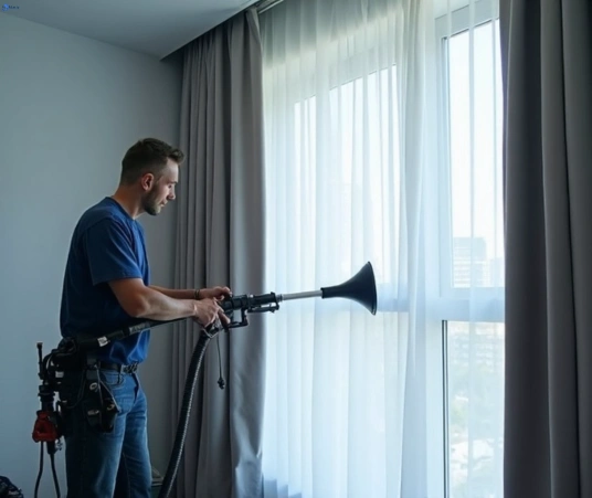 Professional curtain steam cleaning process equipment Matty Curtain Cleaning caboolture